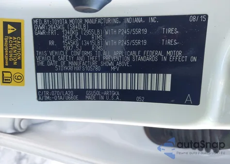 2015 Toyota Highlander Limited V6 from USA, damaged, VIN 5TDYKRFHXFS105780